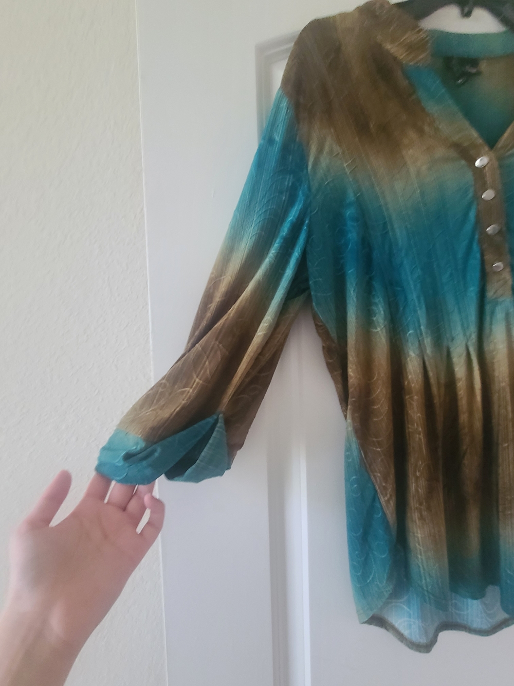 new directions Teal and Brown Ombre Button-Up Tunic - Picture 5 of 6